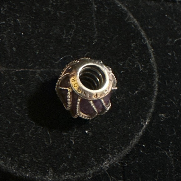 Authentic Pandora purple glass intertwining radiance sterling silver charm 💜 - Picture 4 of 4